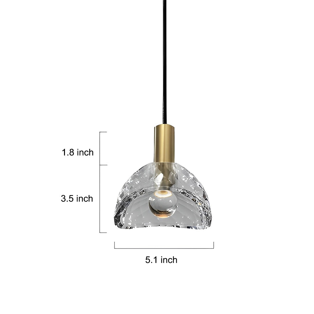 Modern Minimalist Copper Pendant Light with Crystal Shade LED Hanging Lamp for Bedroom
