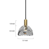 Modern Minimalist Copper Pendant Light with Crystal Shade LED Hanging Lamp for Bedroom