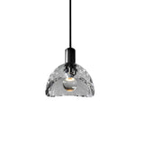 Modern Minimalist Copper Pendant Light with Crystal Shade LED Hanging Lamp for Bedroom