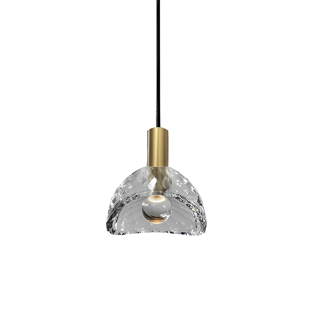 Modern Minimalist Copper Pendant Light with Crystal Shade LED Hanging Lamp for Bedroom