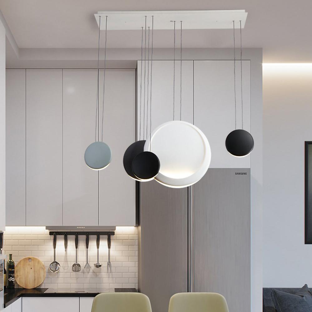 Modern Minimalist Cosmos LED Multi Light Pendant Cluster Disc Chandelier for Living Room