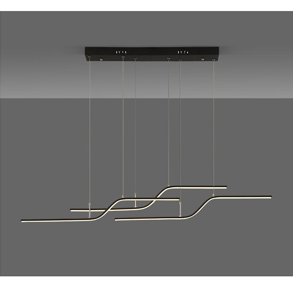 Modern Minimalist Curved Wave LED Pendant Light Linear Dining Room Island Chandelier Lighting