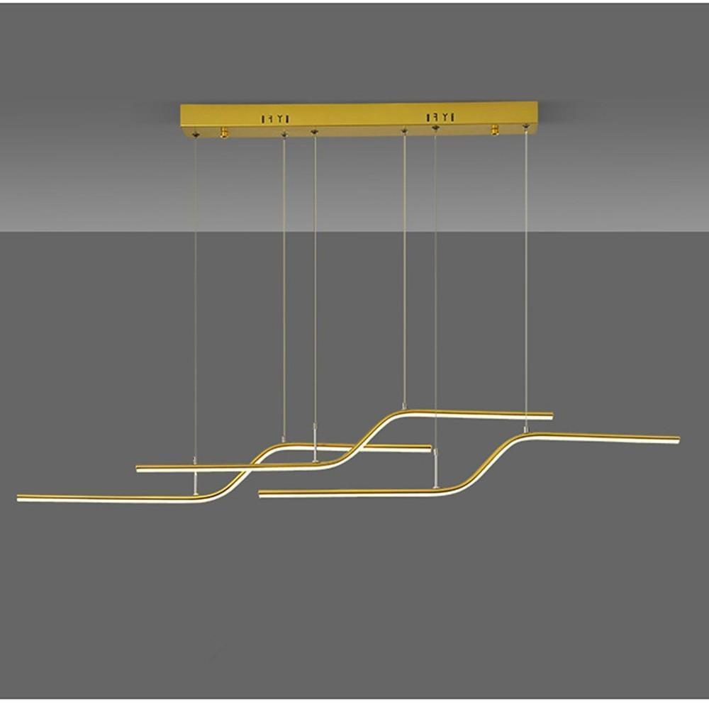Modern Minimalist Curved Wave LED Pendant Light Linear Dining Room Island Chandelier Lighting
