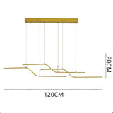 Modern Minimalist Curved Wave LED Pendant Light Linear Dining Room Island Chandelier Lighting