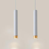 Modern Minimalist Cylinder LED Pendant Light Slender Metal Island Hanging Lighting