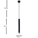 Modern Minimalist Cylinder LED Pendant Light Slender Metal Island Hanging Lighting