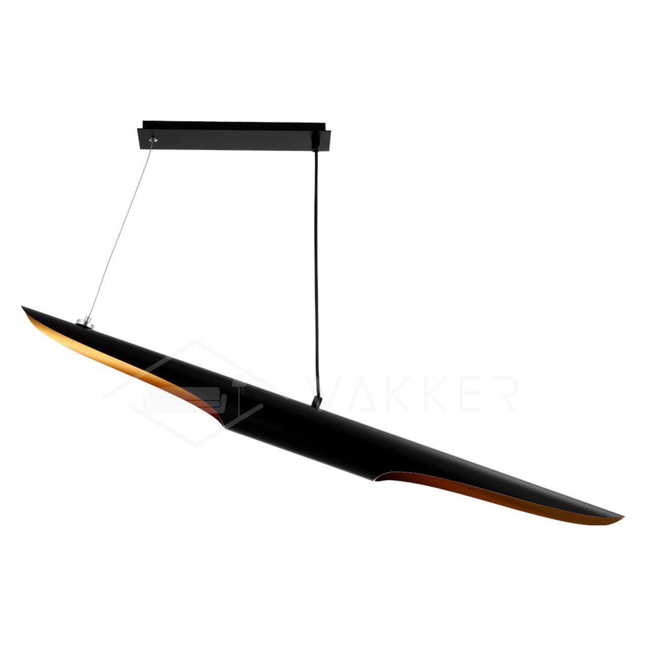 Modern Minimalist Cylindrical Pipe Pendant Light in Matte Black and Gold Finish