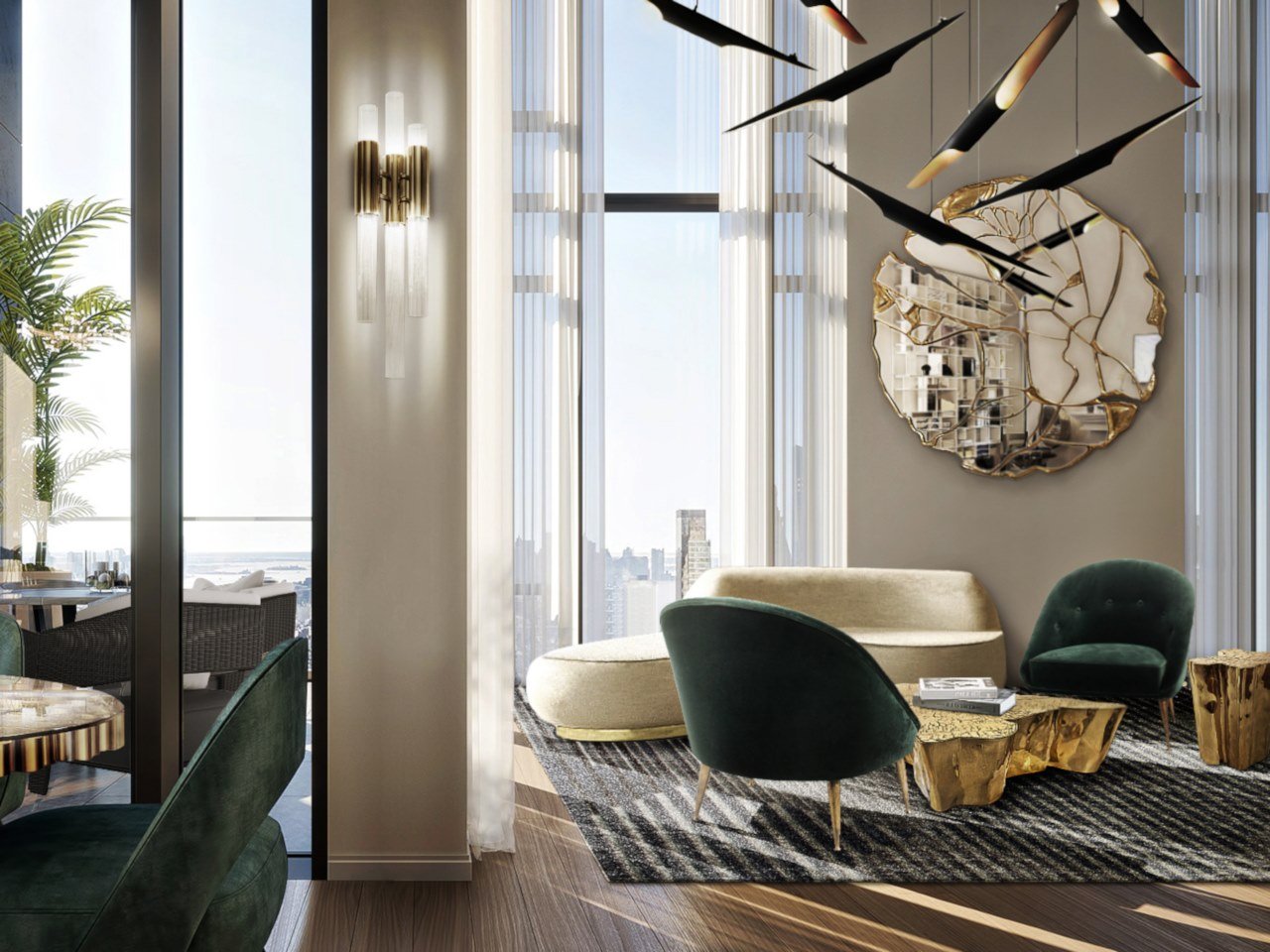Modern Minimalist Cylindrical Pipe Pendant Light in Matte Black and Gold Finish