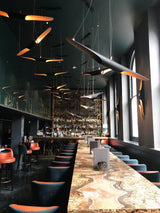 Modern Minimalist Cylindrical Pipe Pendant Light in Matte Black and Gold Finish