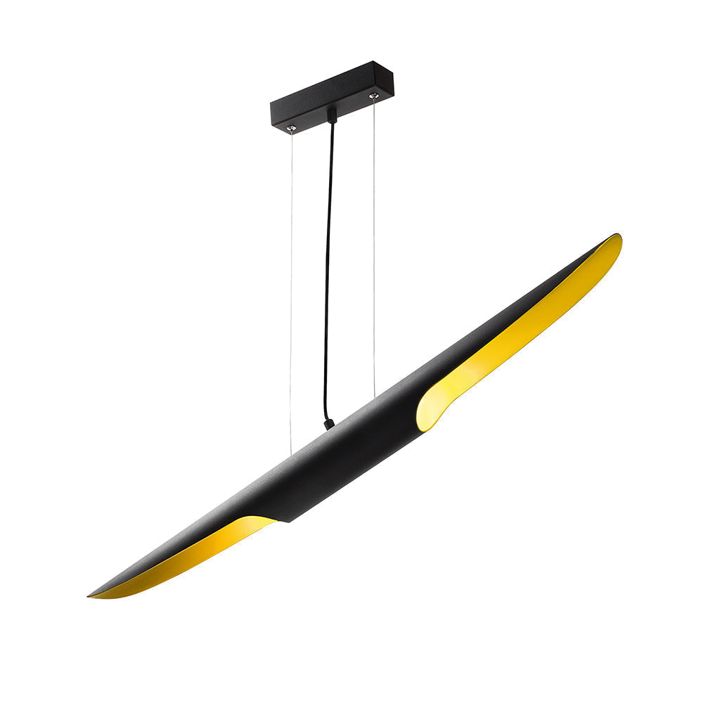 Modern Minimalist Cylindrical Pipe Pendant Light in Matte Black and Gold Finish
