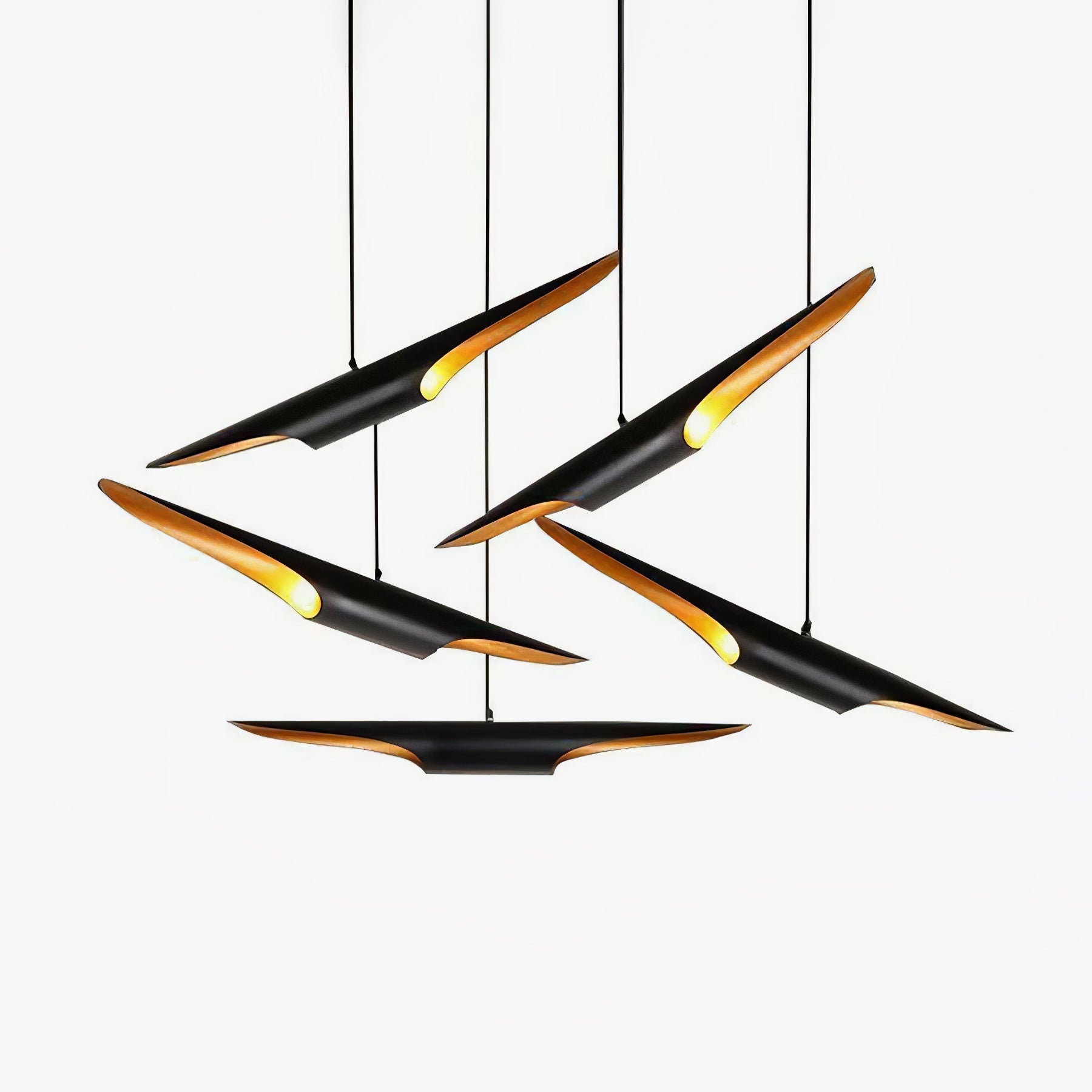 Modern Minimalist Cylindrical Pipe Pendant Light in Matte Black and Gold Finish