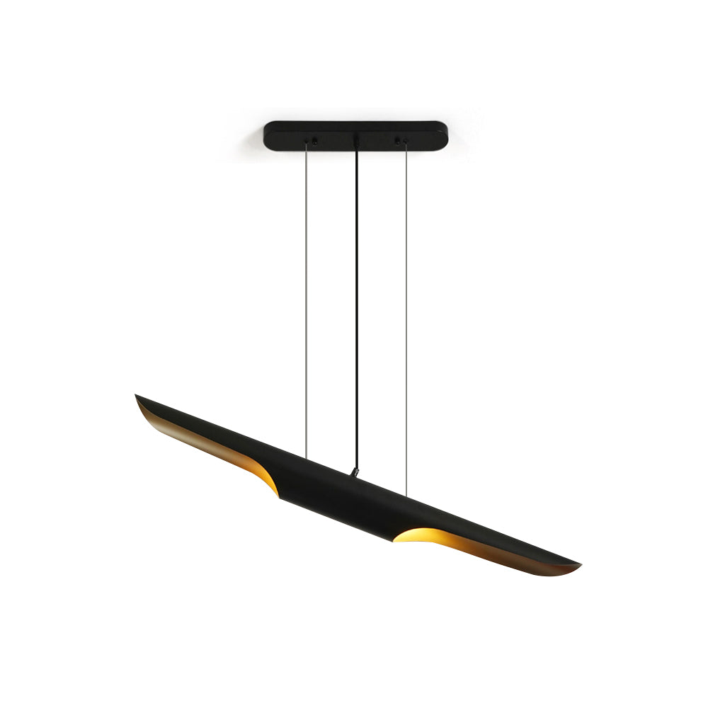 Modern Minimalist Cylindrical Pipe Pendant Light in Matte Black and Gold Finish