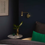 Modern Minimalist Disc LED Wall Sconce Set with Adjustable Pivoting Arm for Bedside Reading