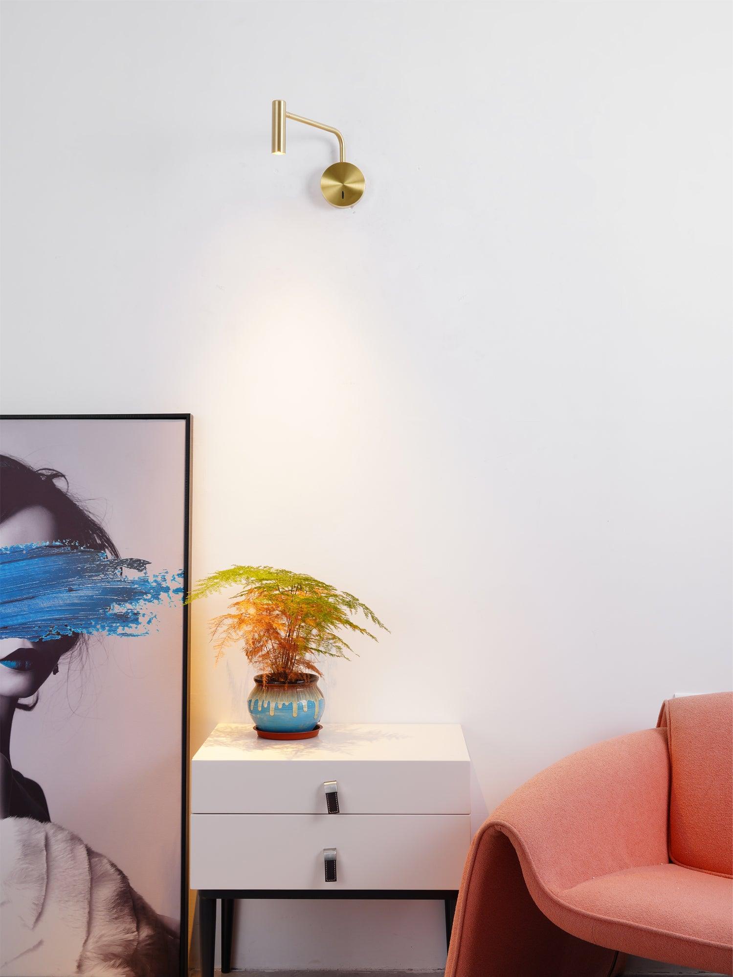 Modern Minimalist Disc LED Wall Sconce Set with Adjustable Pivoting Arm for Bedside Reading