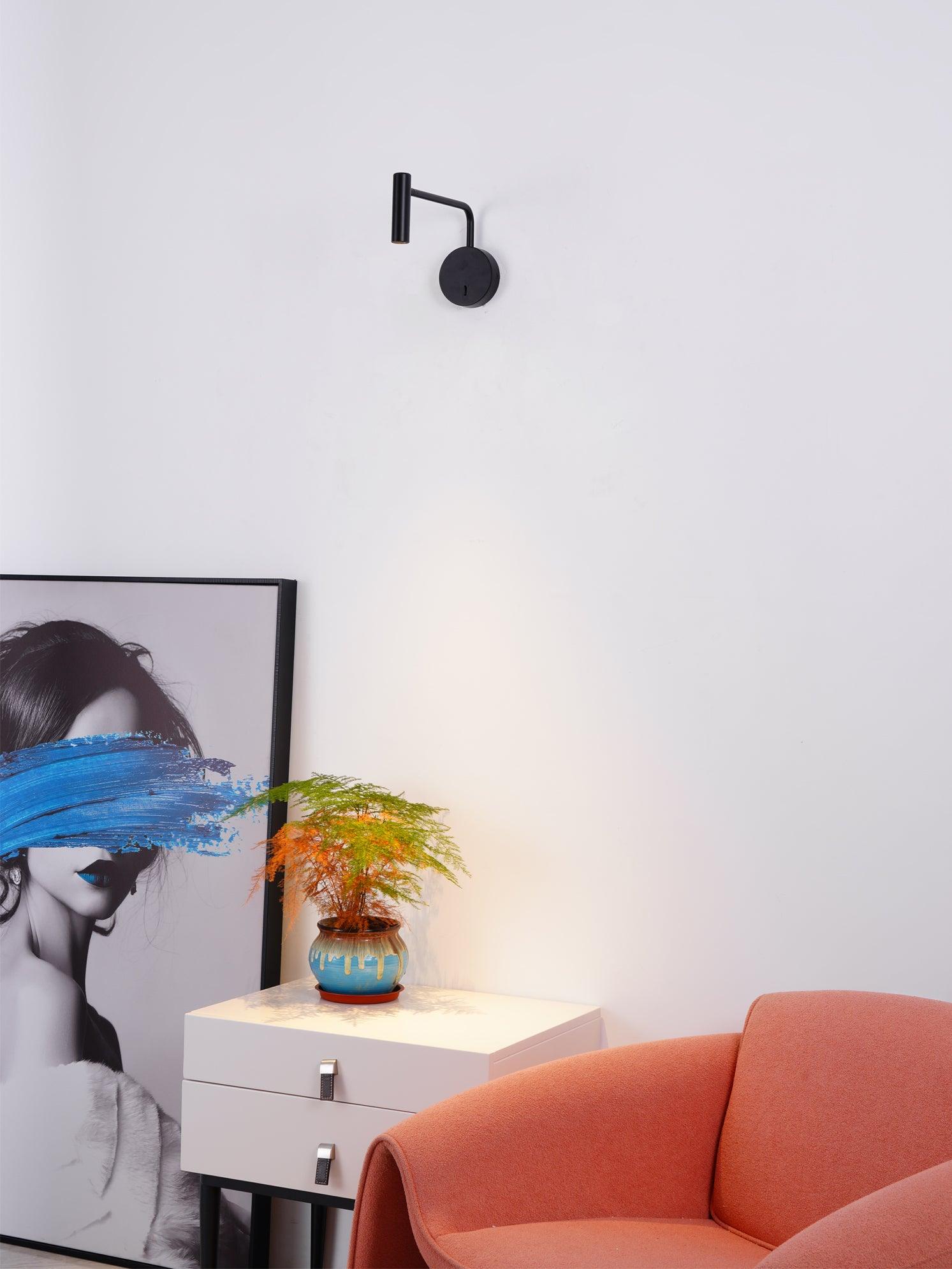 Modern Minimalist Disc LED Wall Sconce Set with Adjustable Pivoting Arm for Bedside Reading