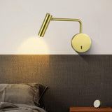 Modern Minimalist Disc LED Wall Sconce Set with Adjustable Pivoting Arm for Bedside Reading