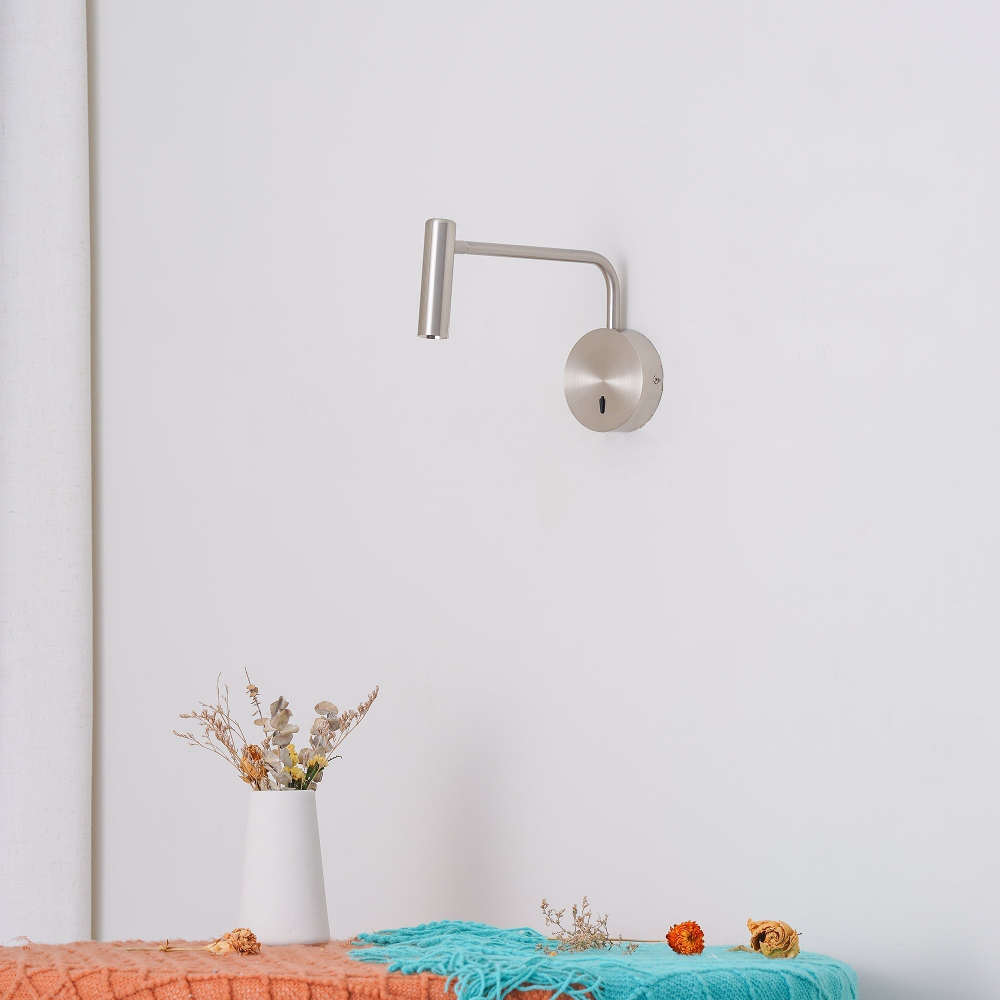 Modern Minimalist Disc LED Wall Sconce Set with Adjustable Pivoting Arm for Bedside Reading