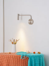 Modern Minimalist Disc LED Wall Sconce Set with Adjustable Pivoting Arm for Bedside Reading