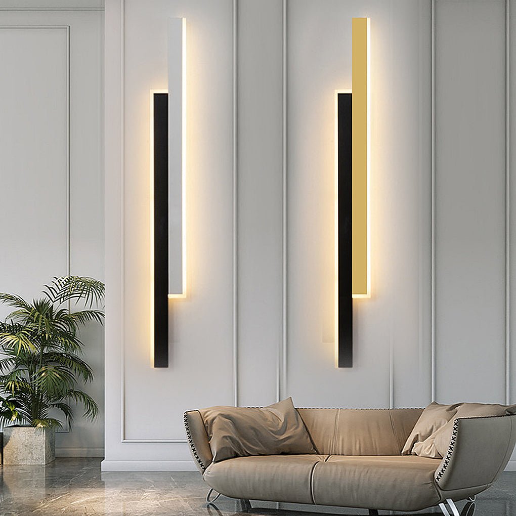 Modern Minimalist Double Linear LED Wall Sconce Nordic Long Strip Lighting for Hallways and Bedside