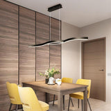 Modern Minimalist Double Wave LED Pendant Light Metal Island Dining Chandelier 2 Lights