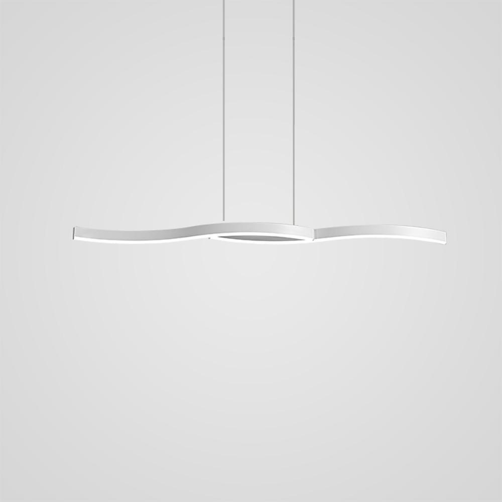 Modern Minimalist Double Wave LED Pendant Light Metal Island Dining Chandelier 2 Lights