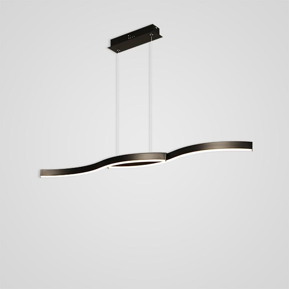 Modern Minimalist Double Wave LED Pendant Light Metal Island Dining Chandelier 2 Lights