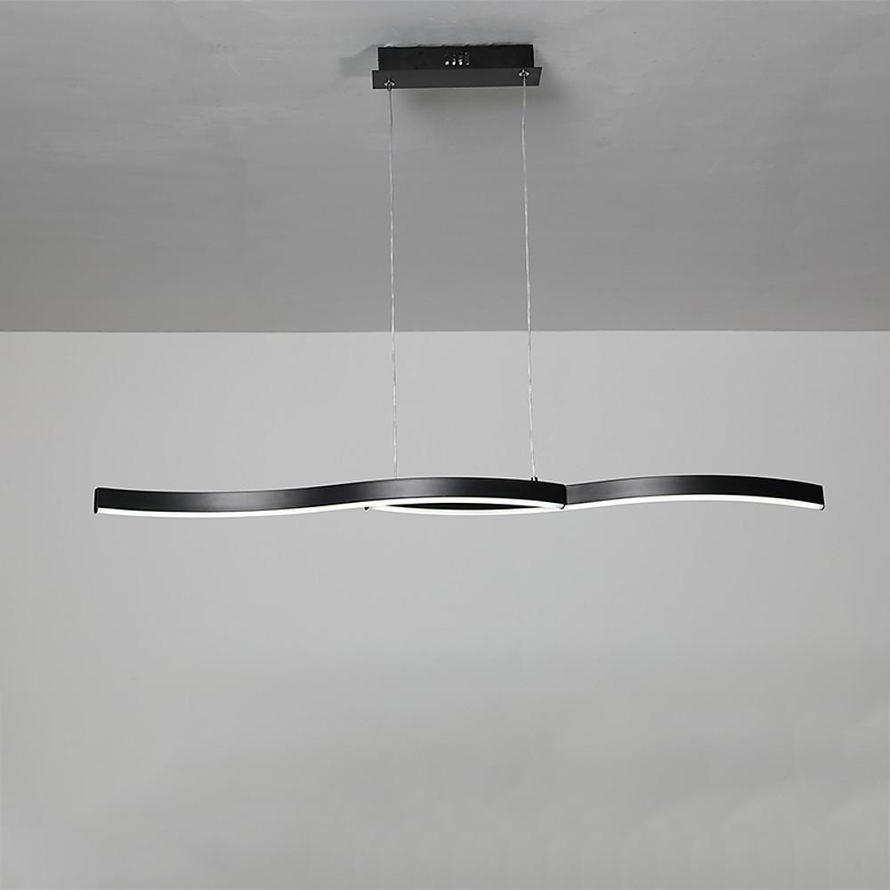 Modern Minimalist Double Wave LED Pendant Light Metal Island Dining Chandelier 2 Lights