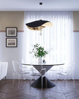 Modern Minimalist Giorgio Curving Disc LED Pendant Light with Adjustable Hanging Height