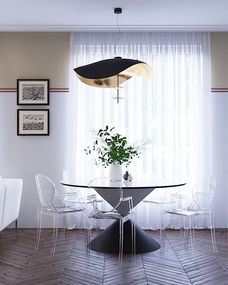 Modern Minimalist Giorgio Curving Disc LED Pendant Light with Adjustable Hanging Height