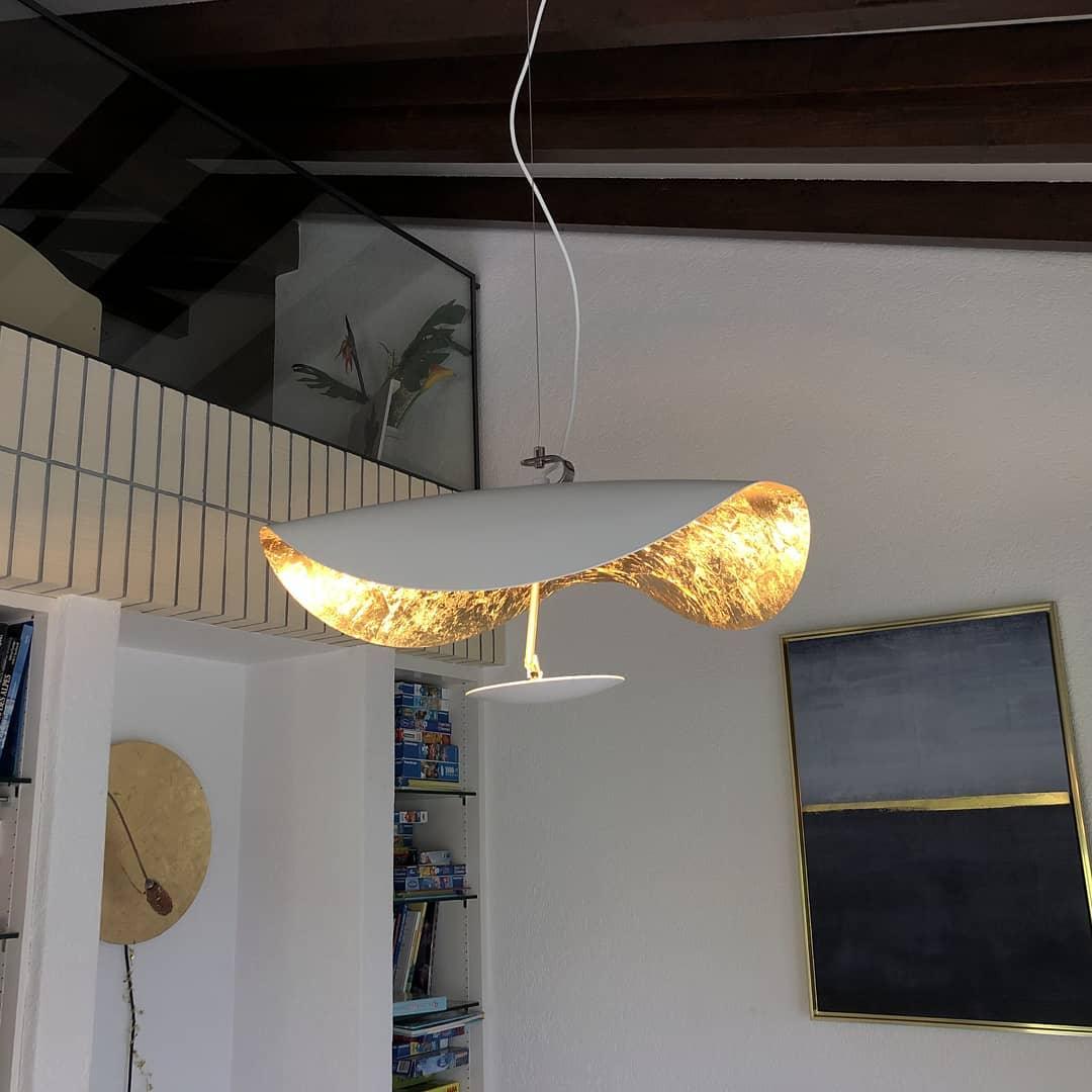 Modern Minimalist Giorgio Curving Disc LED Pendant Light with Adjustable Hanging Height