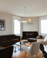 Modern Minimalist Giorgio Curving Disc LED Pendant Light with Adjustable Hanging Height