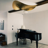 Modern Minimalist Giorgio Curving Disc LED Pendant Light with Adjustable Hanging Height
