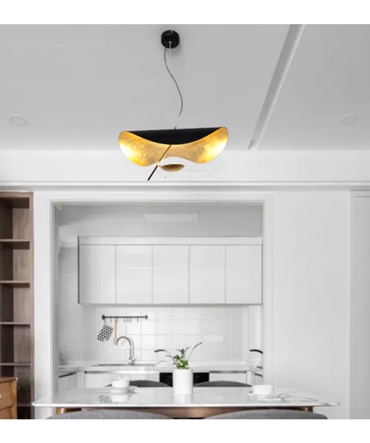 Modern Minimalist Giorgio Curving Disc LED Pendant Light with Adjustable Hanging Height