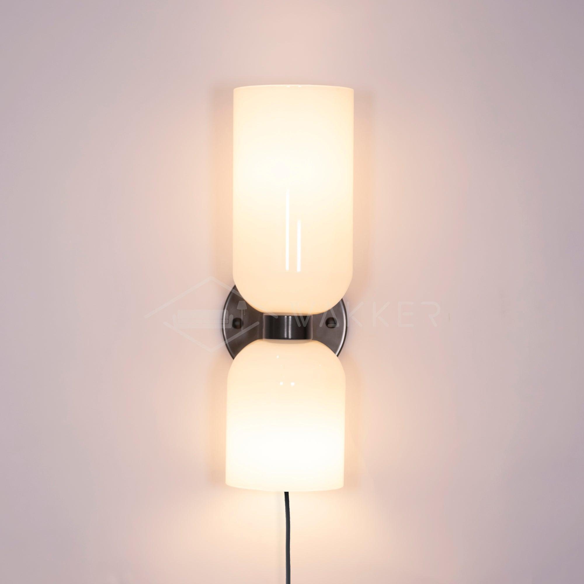 Modern Minimalist Glass Globe Plug In Wall Sconce Set of 2 Brass Bracket Wall Lamp