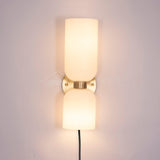 Modern Minimalist Glass Globe Plug In Wall Sconce Set of 2 Brass Bracket Wall Lamp