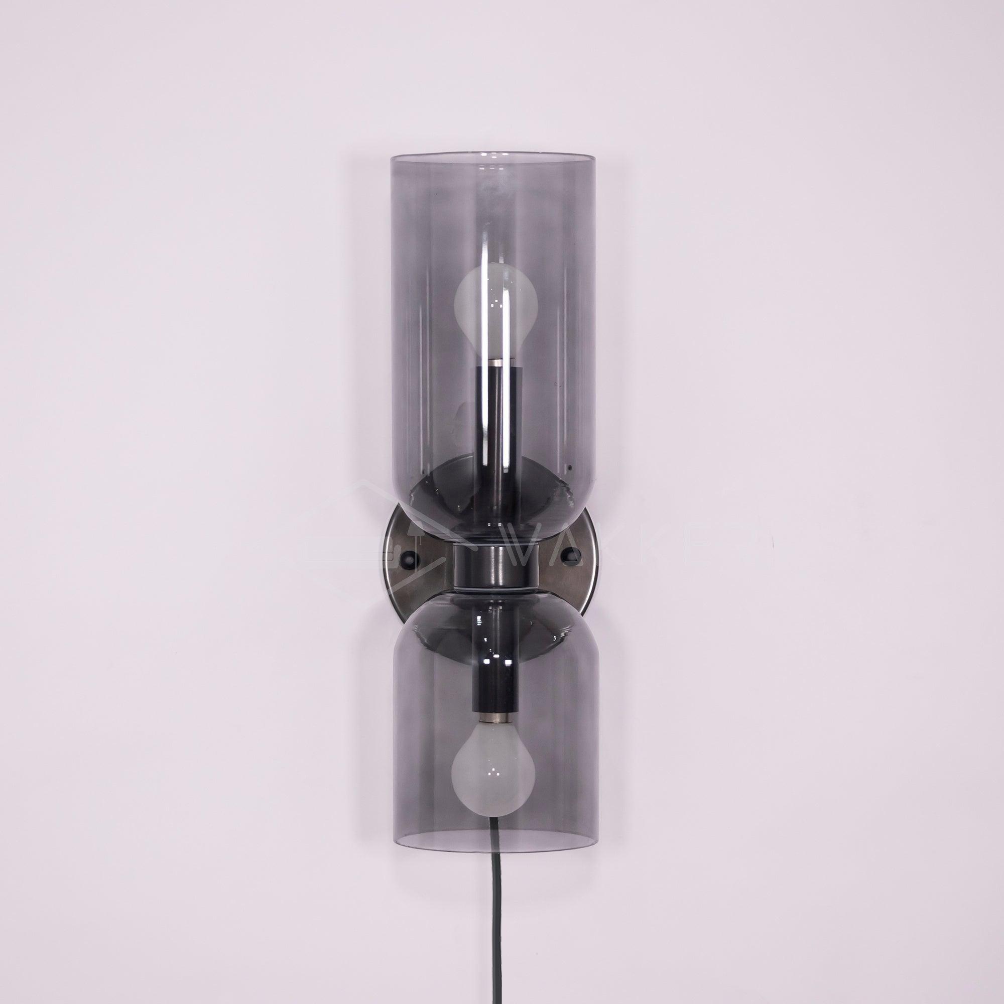 Modern Minimalist Glass Globe Plug In Wall Sconce Set of 2 Brass Bracket Wall Lamp