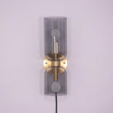 Modern Minimalist Glass Globe Plug In Wall Sconce Set of 2 Brass Bracket Wall Lamp
