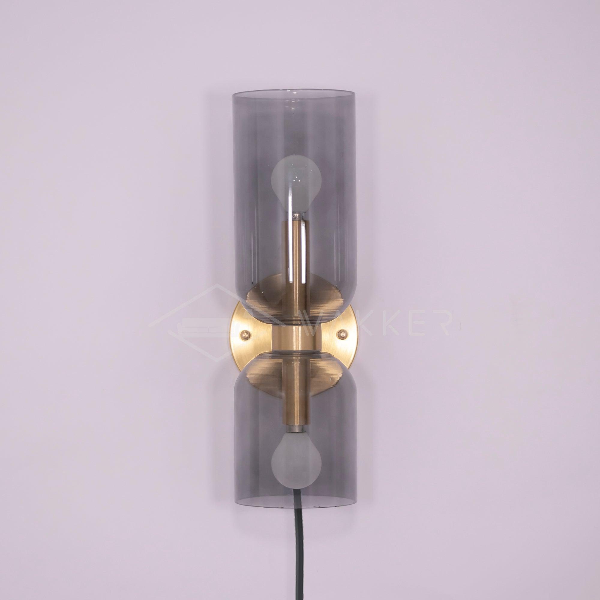 Modern Minimalist Glass Globe Plug In Wall Sconce Set of 2 Brass Bracket Wall Lamp
