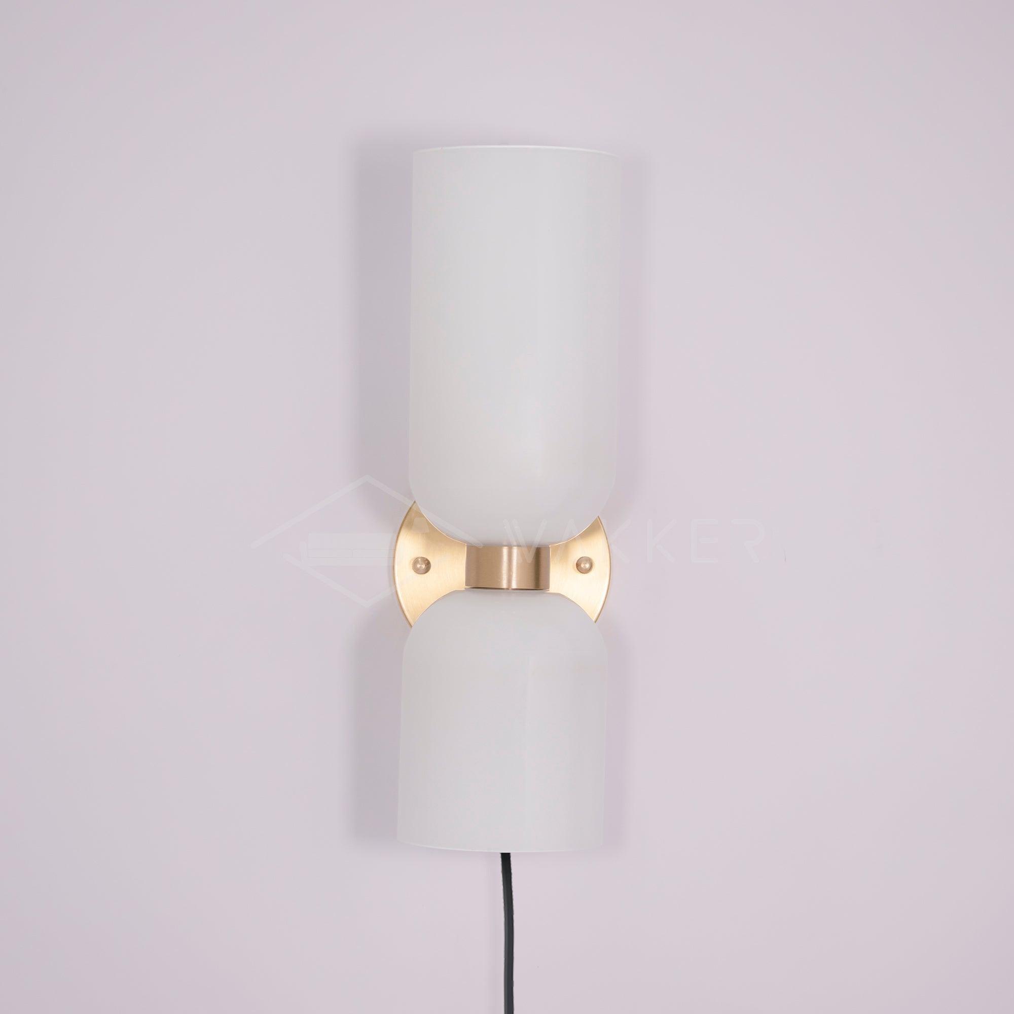 Modern Minimalist Glass Globe Plug In Wall Sconce Set of 2 Brass Bracket Wall Lamp