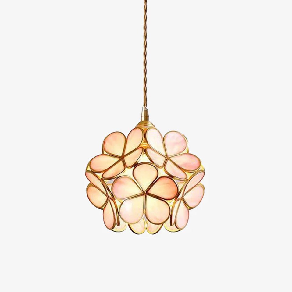 Modern Minimalist Glass Petal Pendant Lamp Brass Hanging Fixture for Kitchen Island