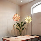 Modern Minimalist Glass Petal Pendant Lamp Brass Hanging Fixture for Kitchen Island