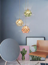 Modern Minimalist Glass Petal Pendant Lamp Brass Hanging Fixture for Kitchen Island