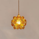 Modern Minimalist Glass Petal Pendant Lamp Brass Hanging Fixture for Kitchen Island