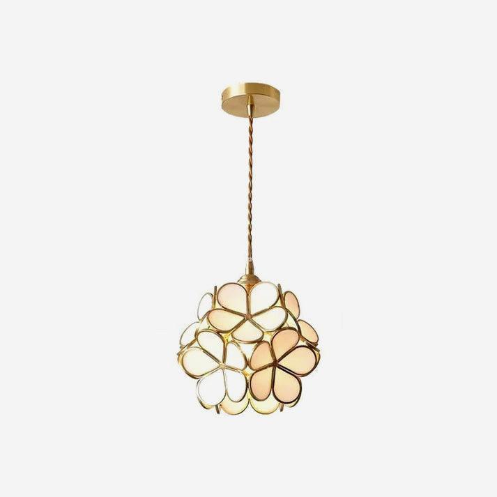 Modern Minimalist Glass Petal Pendant Lamp Brass Hanging Fixture for Kitchen Island