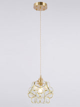 Modern Minimalist Glass Petal Pendant Lamp Brass Hanging Fixture for Kitchen Island