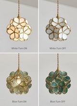 Modern Minimalist Glass Petal Pendant Lamp Brass Hanging Fixture for Kitchen Island