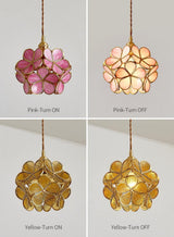Modern Minimalist Glass Petal Pendant Lamp Brass Hanging Fixture for Kitchen Island
