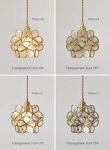 Modern Minimalist Glass Petal Pendant Lamp Brass Hanging Fixture for Kitchen Island