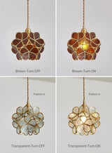 Modern Minimalist Glass Petal Pendant Lamp Brass Hanging Fixture for Kitchen Island