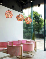 Modern Minimalist Glass Petal Pendant Lamp Brass Hanging Fixture for Kitchen Island